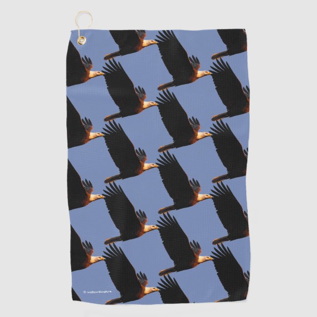 Toalla De Golf El impresionante águila calva en el vuelo invernal (Anverso)