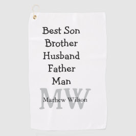 Toalla De Golf El mejor hombre hijo marido papá cita el texto del