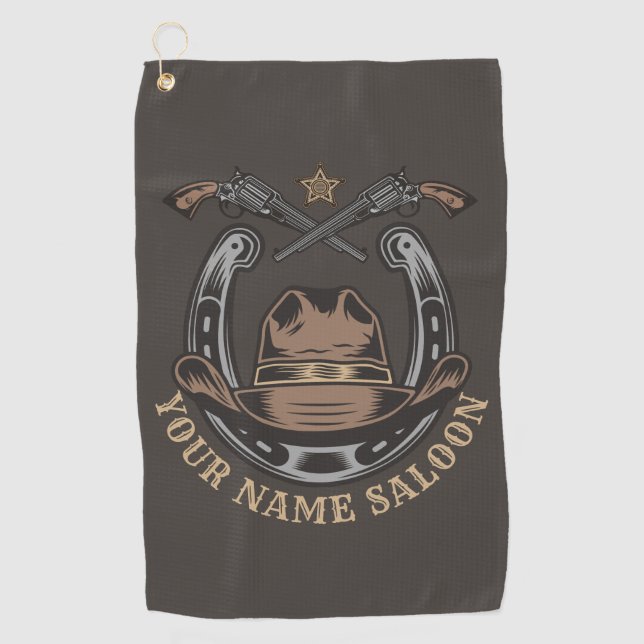 Toalla De Golf El salvaje Revólver Oeste Horseshoe Cowboy Saloon (Anverso)