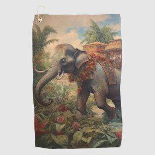 Toalla De Golf Elefante de escena botánica vintage con howdah