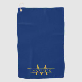 Toalla De Golf Elegant Custom Name and Initials Navy Blue