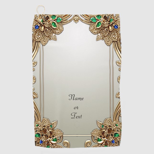 Toalla De Golf Elegant Gold Ornate Golf Towel (Anverso)