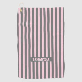 Toalla De Golf Elegant Pink and Gray stripes Monogrammed custom