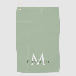 Toalla De Golf Elegant Sage Green Monogram Name Initial Custom