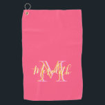 Toalla De Golf Elegante Colores Lilacs Personalizado dorado Monog<br><div class="desc">Este bonito y sofisticado diseño cuenta con letras multicolores únicas para el Monograma y el Nombre. Los colores son suaves y suaves como una flor. Cualquier pregunta de diseño o solicitud especial,  sólo envíe un correo electrónico a charmdesignstudio@rcn.com y estaremos encantados de asistirle.</div>