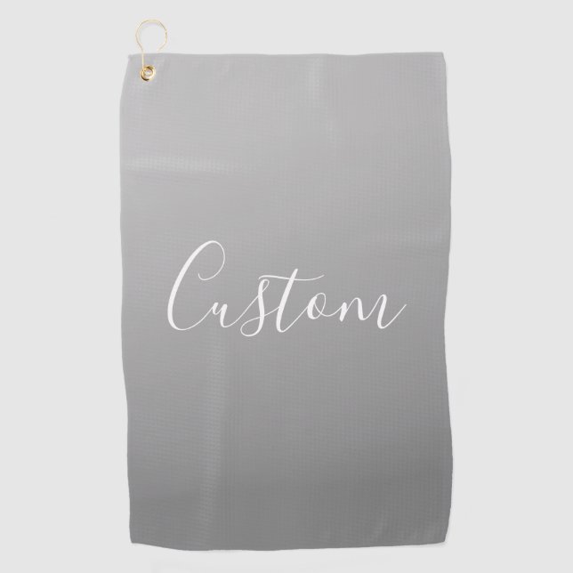 Toalla De Golf Elegante escritura moderna en blanco gradiente gri (Anverso)