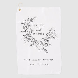 Toalla De Golf Elegante Escudo de Bodas Nombre y Año Personalizad