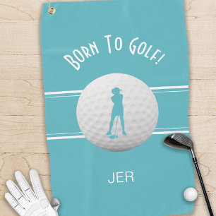 Toalla De Golf Elegante Golfista Divertida Silueta Deportiva Verd