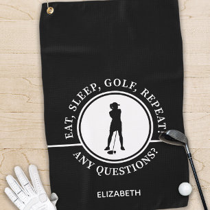 Toalla De Golf Elegante Golfista Divertido Moderno Estiloso Blanc