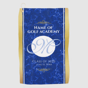 Toalla De Golf Elegante Graduación Monograma Relieve metalizado d