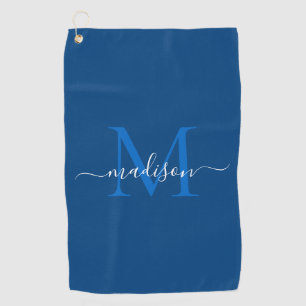 Toalla De Golf Elegante guión de Moda azul de la Marina de Monogr