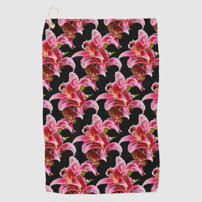 Toalla De Golf Elegante Lilies Orientales Rosa (Anverso)
