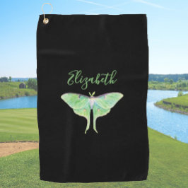 Toalla De Golf Elegante Luna Verde Luna Moth Nombre personalizado