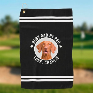 Toalla De Golf Elegante "Mejor Papá por Par" Foto de Perro Person