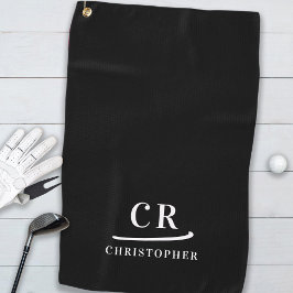 Toalla De Golf Elegante Moderno Monograma Iniciales Nombre Blanco
