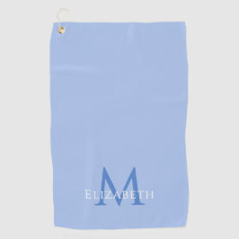 Toalla De Golf Elegante Monograma Azul Nombre Inicial Personaliza