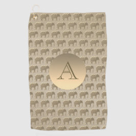 Toalla De Golf Elegante Monograma Dorado