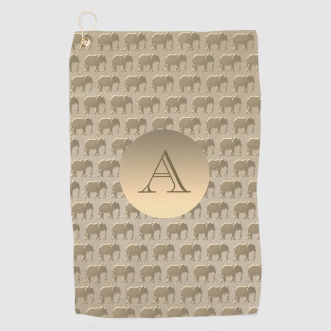 Toalla De Golf Elegante Monograma Dorado (Anverso)