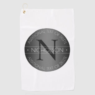 Toalla De Golf Elegante Monograma moderno Sombreado negro y blanc