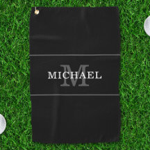 Elegante Monograma negro plateado Nombre personali