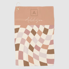 Toalla De Golf Elegante Monograma Neutral Controlado Personalizad