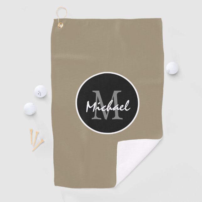 Toalla De Golf Elegante moreno negro personalizado Monograma homb (In situ)