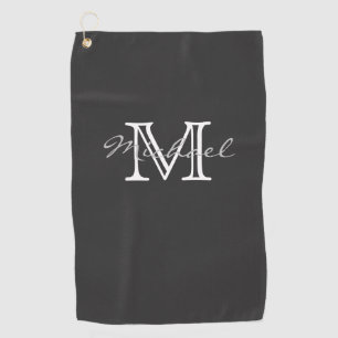 Toalla De Golf Elegante nombre mínimo y monograma gris oscuro