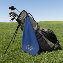 Toalla De Golf Elegante nombre personalizado e iniciales azul mar