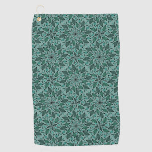 Toalla De Golf Elegante patrón floral en azul turquesa con mandal