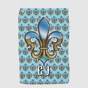 Toalla De Golf Elegante Personalizado Fleur De Lis Golf Design