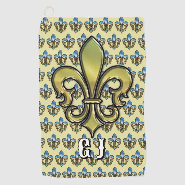 Toalla De Golf Elegante Personalizado Fleur De Lis Golf Design (Anverso)