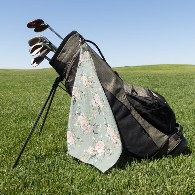Toalla De Golf Elegante Rubor Rosa Eucalyptus Sage (Verde)