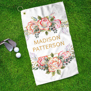 Toalla De Golf Elegante y personalizada acuarela Floral Girly Mod