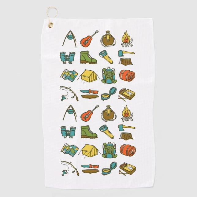 Toalla De Golf Elementos de acampar multicolor (Anverso)