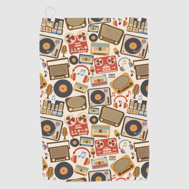 Toalla De Golf Elementos de música retro (Anverso)