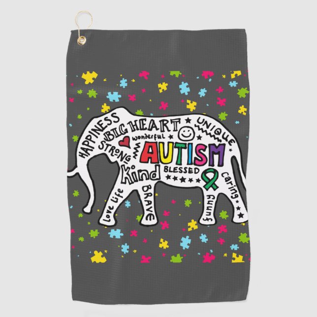 Toalla De Golf Elephant Autism Awareness Golf (Anverso)