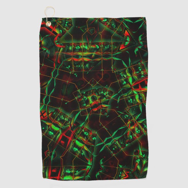 Toalla De Golf Eliptical destruida, líneas arriba de verde llamat (Anverso)