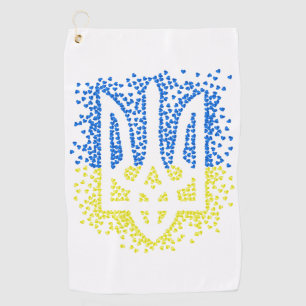Toalla De Golf Emblema ucraniano trident tryzub esparce corazones