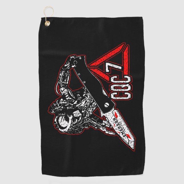 Toalla De Golf Emerson Knives CQC-7 Predator Blanco (Anverso)