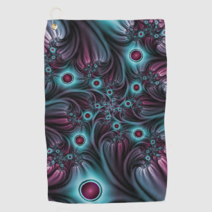Toalla De Golf En profundidad Arte fractal rosa azul abstracto ab