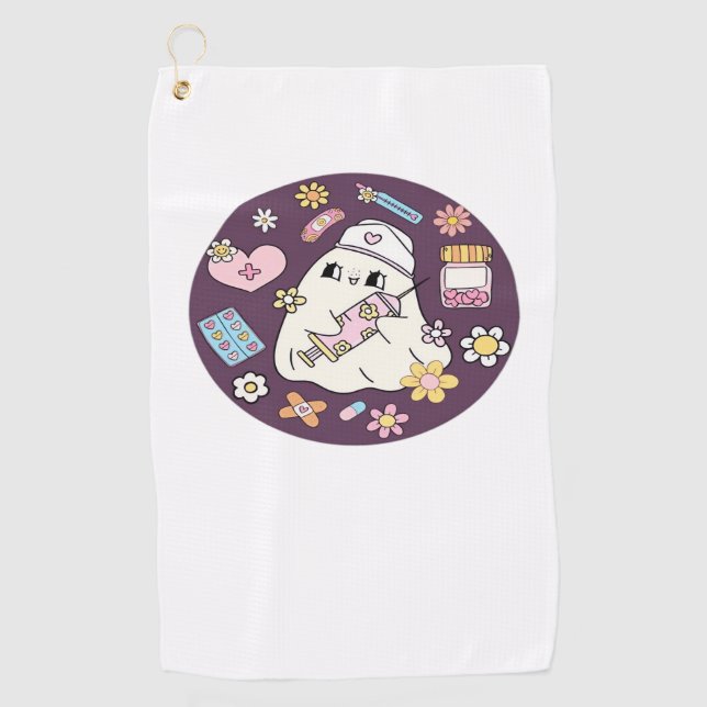 Toalla De Golf Enfermera de Halloween sobredimensionada camiseta (Anverso)