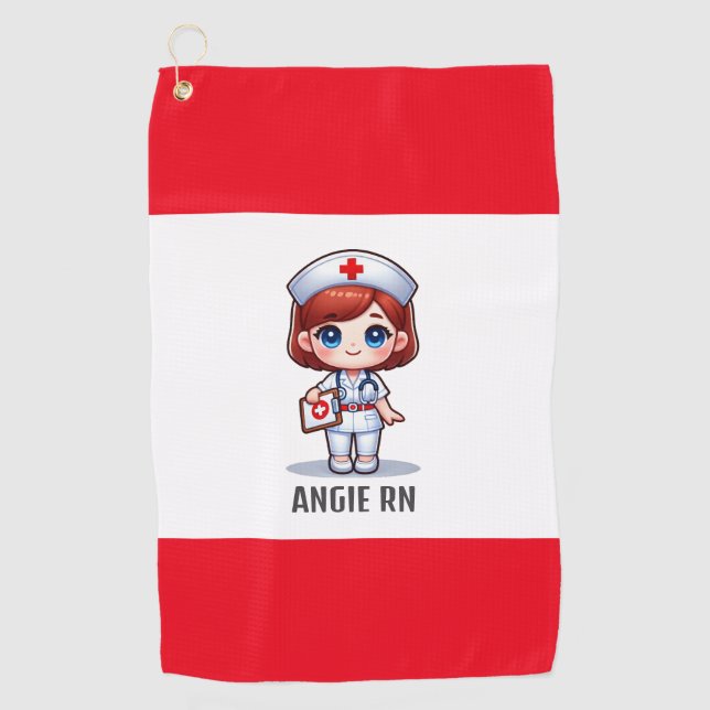 Toalla De Golf Enfermera de manga con Personalizado de ojos azule (Anverso)