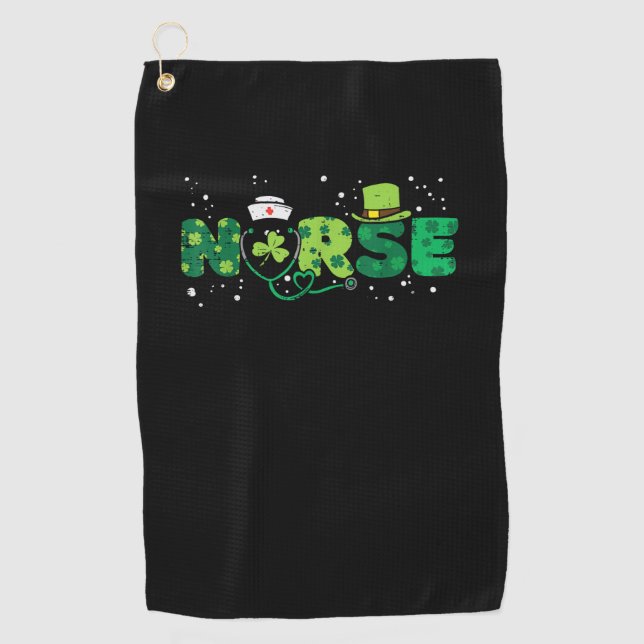 Toalla De Golf Enfermera irlandesa Stethoscope Scrub St Patricks  (Anverso)