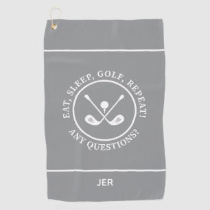Toalla De Golf Equipo de Golf Moderno Divertido Monograma Gris