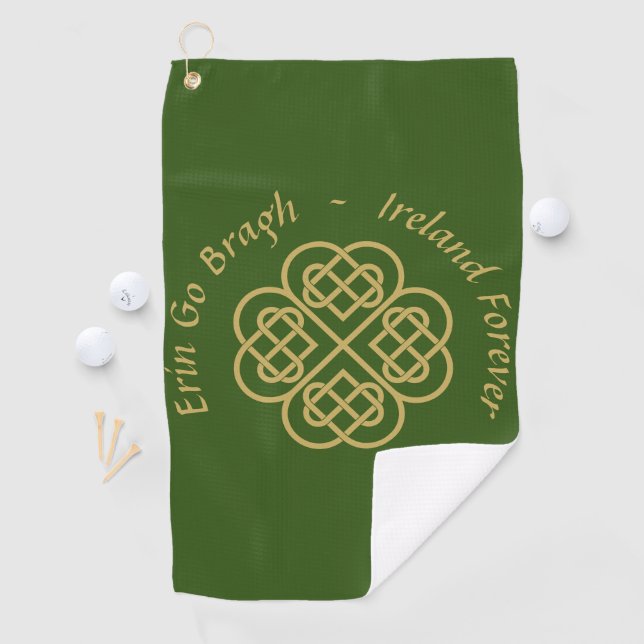 Toalla De Golf Erin Go Bragh Gold Celtic Shamrock (In situ)
