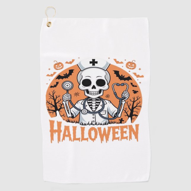Toalla De Golf Esbozo de la enfermera de Halloween T-Shirt_1 esen (Anverso)