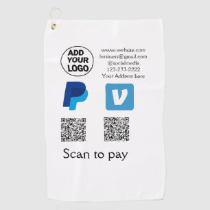 Toalla De Golf Escaneo de pypal de Venmo para pagar añadir texto