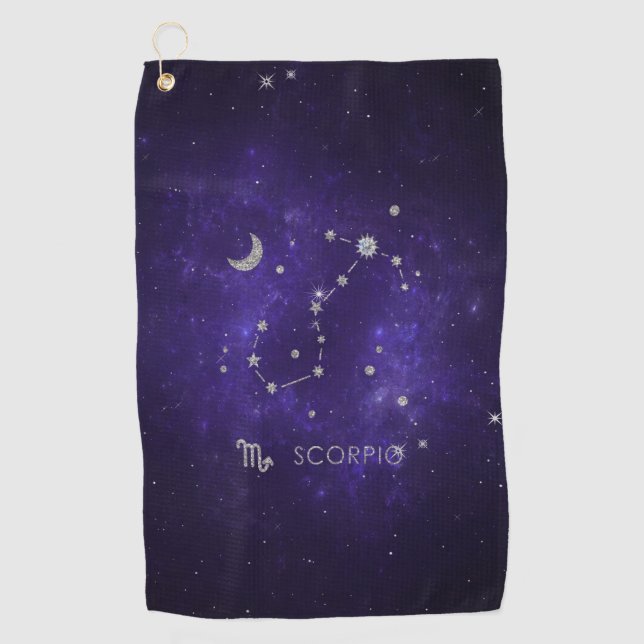 Toalla De Golf Escorpio púrpura zodiaco | Horoscopio Astrológico  (Anverso)