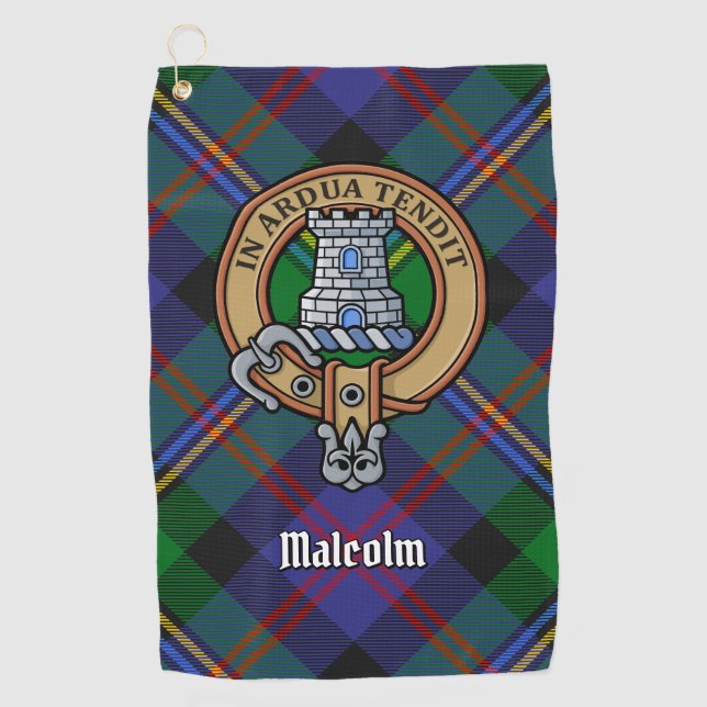 Toalla De Golf Escudo de Clan Malcolm sobre Tartán (Anverso)
