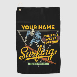 Toalla De Golf Esqueleto de surf personalizado montando olas Surf
